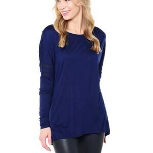 Vince Navy Mesh Insert‎ Drop Shoulder Long Sleeve Tee Women's Size Large